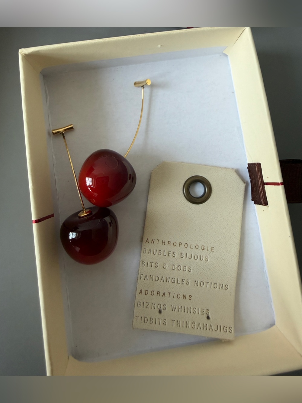 New, never worn Anthropologie Red Cherry Drop Earrings